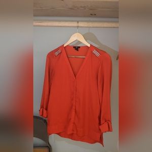 Silk red H&M top with metallic details